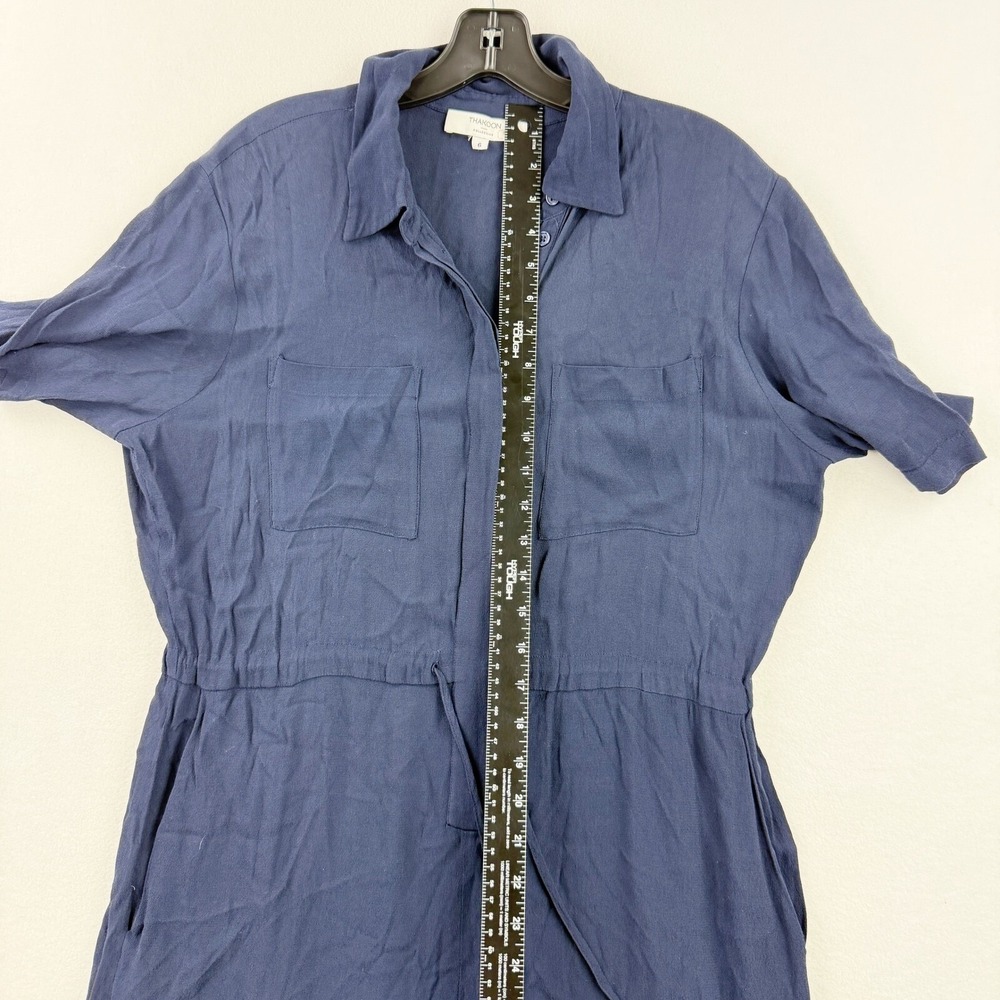 THAKOON X RTR Short Sleeve Jumpsuit Lightweight Size 6 Womens Viscose Navy - Picture 6 of 10